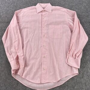 Ermenegildo Zegna Shirt Mens 15.5 Pink Soft Long Sleeve Button Front Dress